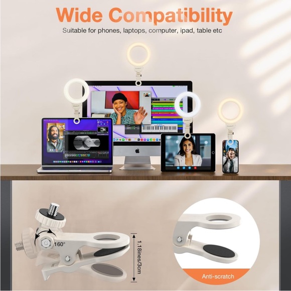 4.5'' Computer Ring Light with Clip..off white..(NWT) - Picture 4 of 7